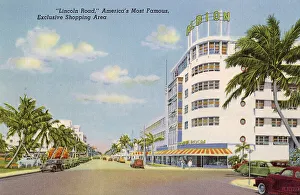 Miami Prints: Lincoln Road, exclusive shopping area, Miami Beach, Florida, USA Date: 1941