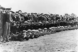 Lincolnshire Regiment recruits at rifle drill, WW1