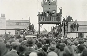 Heroes Prints: Lindbergh with megaphone at Croydon Airport May 29, 1927