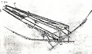 Line-Drawing of Leonardo Da Vinci Ornithopter Design Cir?