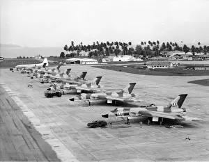 A line-up of Avro Vulcan B2s including XM645 XM649 and XM5