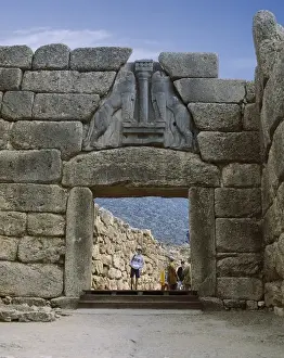 Lintel Prints: Lion Gate. S. Xiv Bc. Greece. Peloponnese. Arcadia