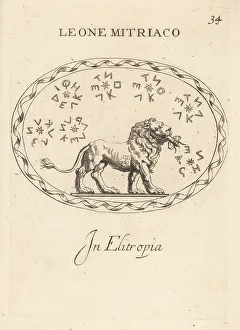 Heliotrope Prints: Lion of Mithras with a bee in its mouth