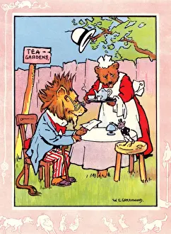 Serve Prints: Lion at tea gardens with bear and mouse