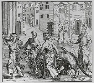 Sellers Prints: Lion trainers and sellers in Constantinople. Facsimile