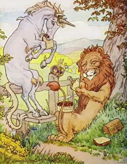 Unicorn Prints: The Lion and the Unicorn by Leslie Brooke