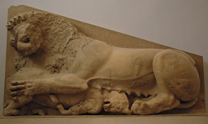 Images Dated 26th May 2007: Lioness attacking a bull. Relief. Probably part of the origi