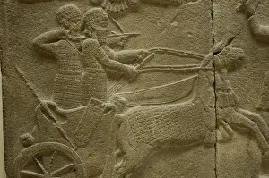Anatolia Prints: Lions hunt relief. Sakcegozu Palace. Hitite. 750 BC