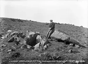 Cromlech Prints: Lisnahay Cromlech Co. Antrim, Chamber and Fallen Capstone