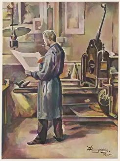 Lithographer Reads Proof