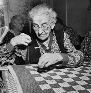 Lititz, Pennsylvania. The oldest member of the Moravian sewi Lititz, Pennsylvania. The oldest member of the Moravian sewi