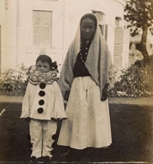 Images Dated 20th October 2016: Little boy dressed as a clown - and his nurse