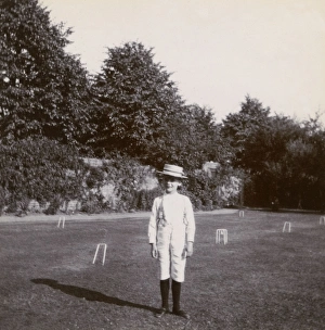 Croquet Gallery: Little boy in back garden, Ealing, West London