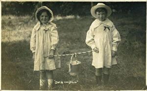 Jill Collection: A little boy and little girl dressed up as nursery rhyme characters, Jack and Jill