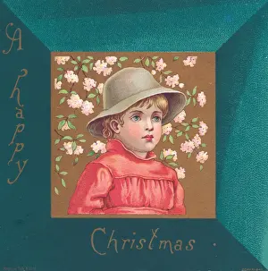 Little boy on a square Christmas card