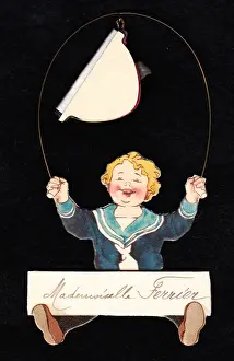 Little boy on a three-dimensional greetings card