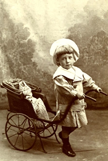 Prop Collection: Little boy with a toy rickshaw