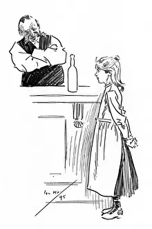 Barman Prints: Little girl approaching pub bar to ask for Brandy
