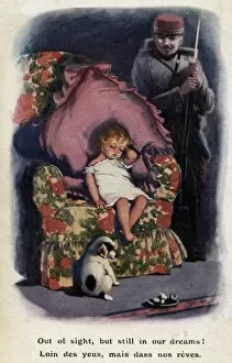 Images Dated 19th December 2011: Little girl asleep, dreaming of her soldier father