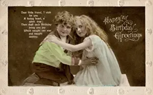 Hugging Prints: Little girl and boy hugging each other