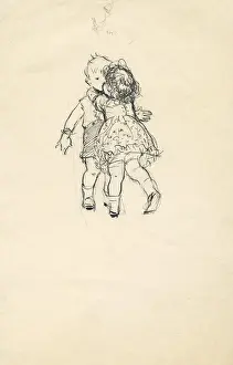 Hugging Prints: Little girl and boy kissing