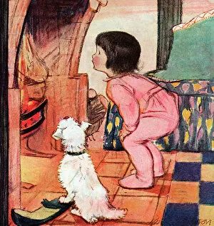 Flames Collection: Little girl with dog by Muriel Dawson