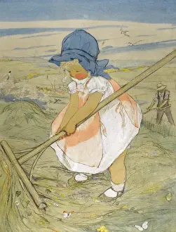 Little girl at harvest time by Muriel Dawson