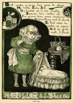 Folks Prints: Little girl looking after a sick baby