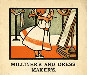 Little girl in a Milliners Shop