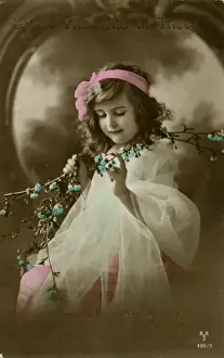 Thoughts Prints: Little girl in pink and white with blue flowers