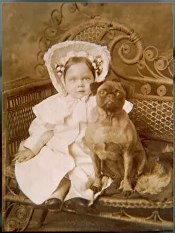 Wicker Gallery: Little Girl and Pug Dog