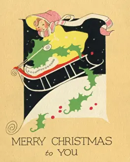 Toboggan Prints: Little girl on a sledge