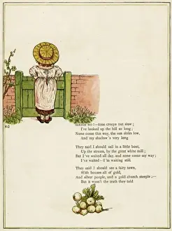 Turnips Prints: Little girl standing at a garden gate