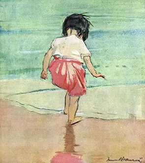 Little girl at the waters edge by Muriel Dawson