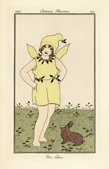 Images Dated 9th April 2019: Little girl in yellow dress as an imp or fairy