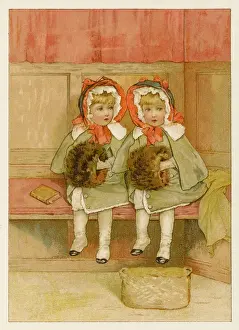 Two little girls in church for their first sermon