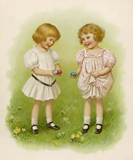 Compare Prints: Two little girls with Easter eggs