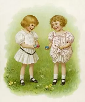Easter Collection: Two little girls with Easter eggs