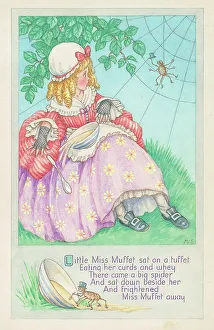 Rhyme Prints: Little Miss Muffet rhyme and picture