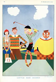 Sporting Prints: Little Miss Muffit by Lesley Butler - golf humour 1930
