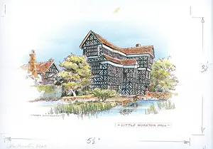 Moreton Prints: Little Moreton Hall Landscape scene England Watercolour