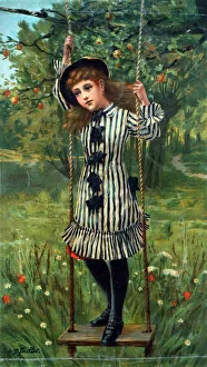 Images Dated 7th September 2018: Little Thoughtful - girl on a swing