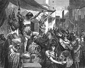 Lively scene in an Ancient Roman street
