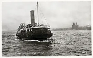 Waterfront Prints: Liverpool Ferry boat crossing the River Mersey to Birkenhead