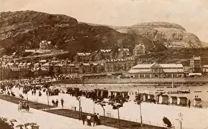 Esplanade Prints: Llandudno, North Wales - with Bathing Machines on beach