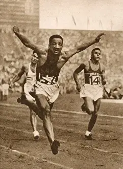 Running Prints: Lloyd B. Labeach sprinting, 1948 London Olympics