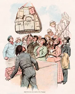 Apprehension Gallery: Loading baggage onto a Channel steamer - the passengers watch with apprehension as their