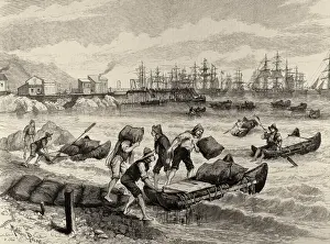 Loading Chile saltpeter in Pascua (Chile). 1891