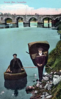 Locals Prints: Local men and their coracles - Carmarthen, Wales