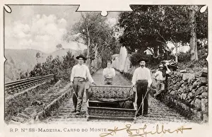 Operator Prints: Local men with tourist car in Funchal, Madeira